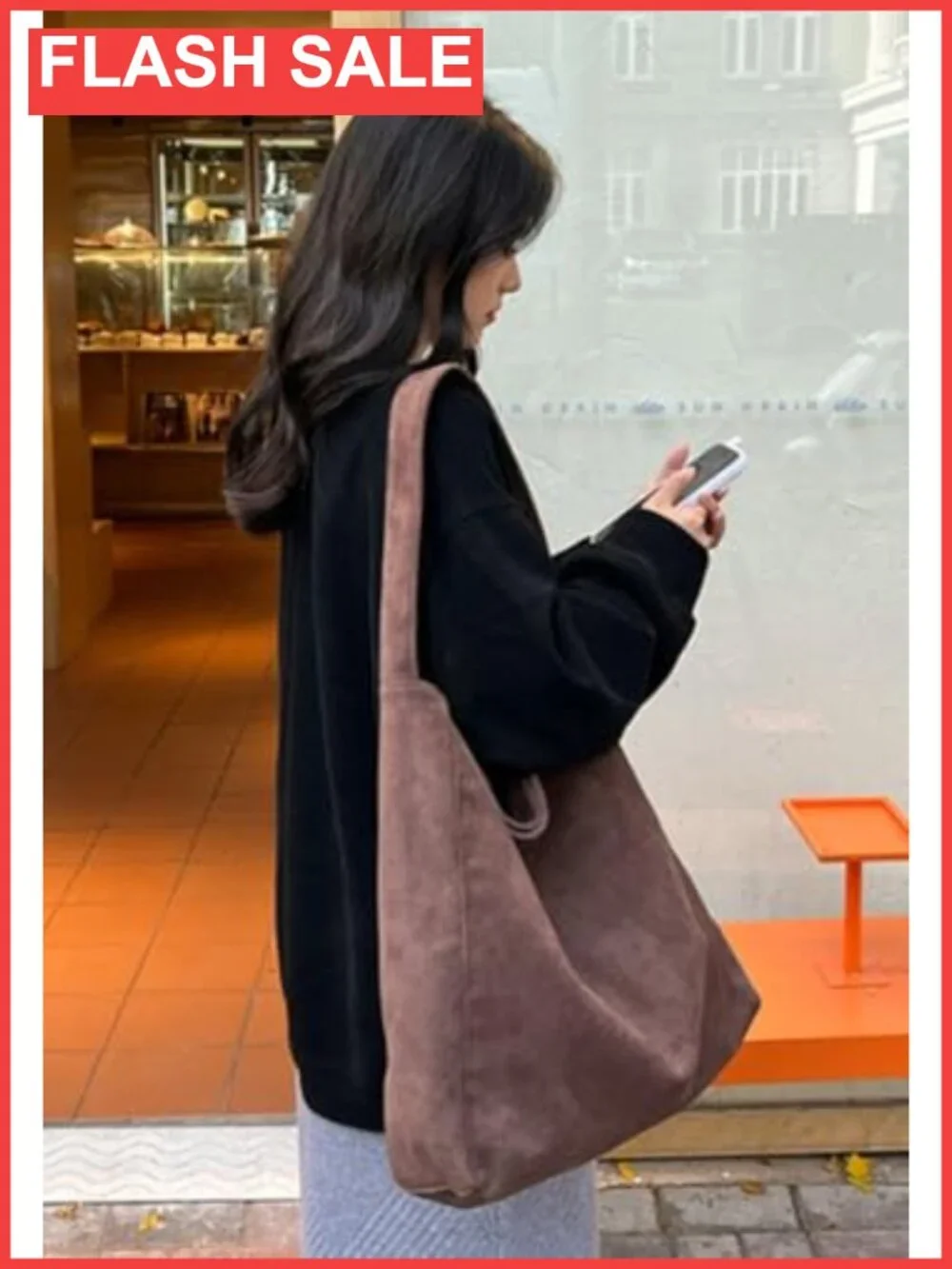 Corduroy Suede Hobo Bag Slouchy Shoulder Crossbody Tote Purse Handbag